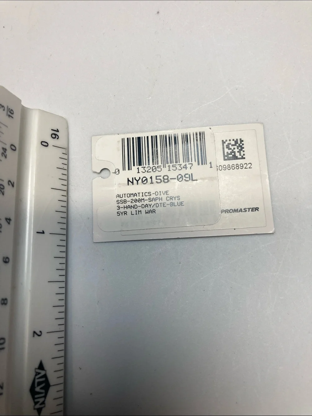 Citizen Promaster Tag - White and Black Barcode Label, NY0158-09L, TAG ONLY